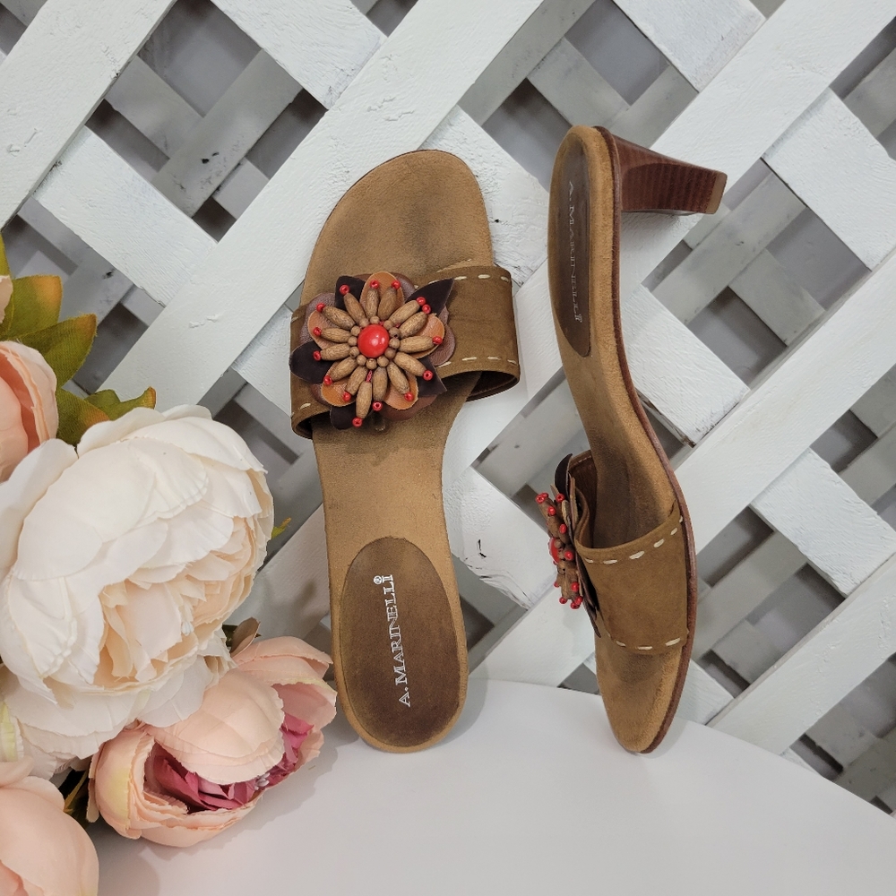 A. Marinelli Waldo Leather Slide Sandal Size 7.5